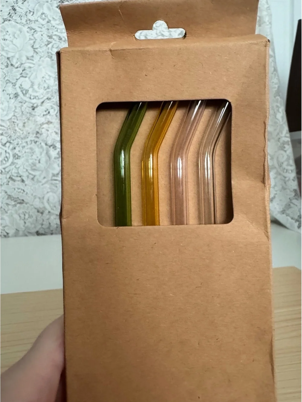 4 Pc Reusable Glass Straw Set Bent Straws + Cleaning Brush multicolors [COPY]